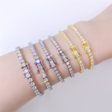 925 Sterling Silver Moissanite Bracelet with Clustered Round Cut Stones in Various Sizes (2.5mm, 3mm, 4mm, 5mm) - Elegant Tennis Chain Design