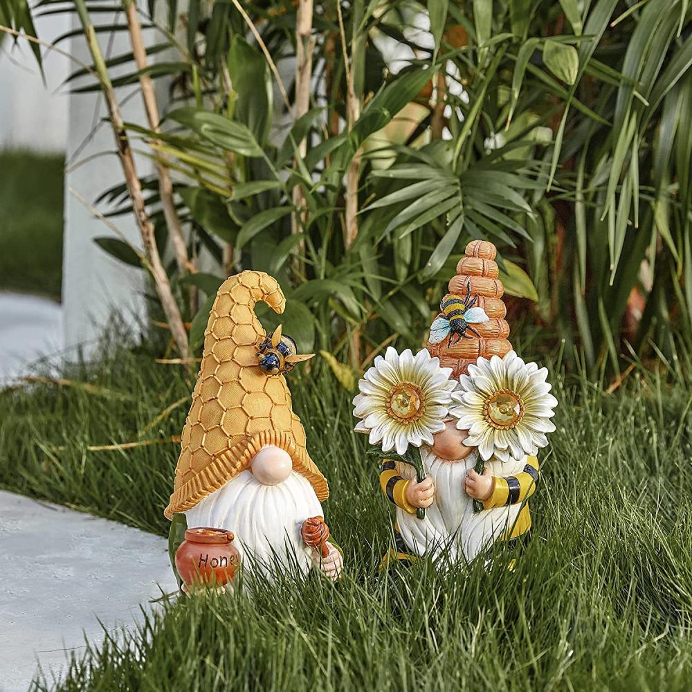 樹脂の夏の蜂のgnomeの置物