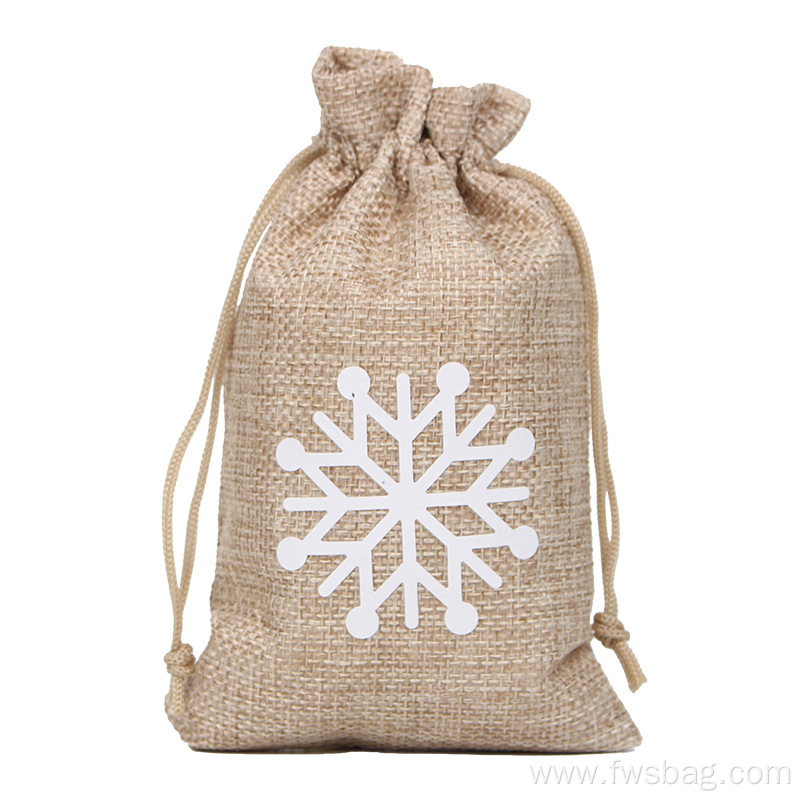 Candy wrapper custom printing logo Christmas small pouch jute drawstring gift bags