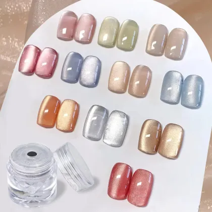 MIUKIULA White Cat Eye Mirror Crystal Glitter Powder for DIY Nail Decoration