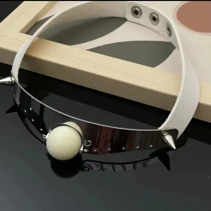 Spice Girls Inspired Obsidian Leather Rivet Choker Necklace