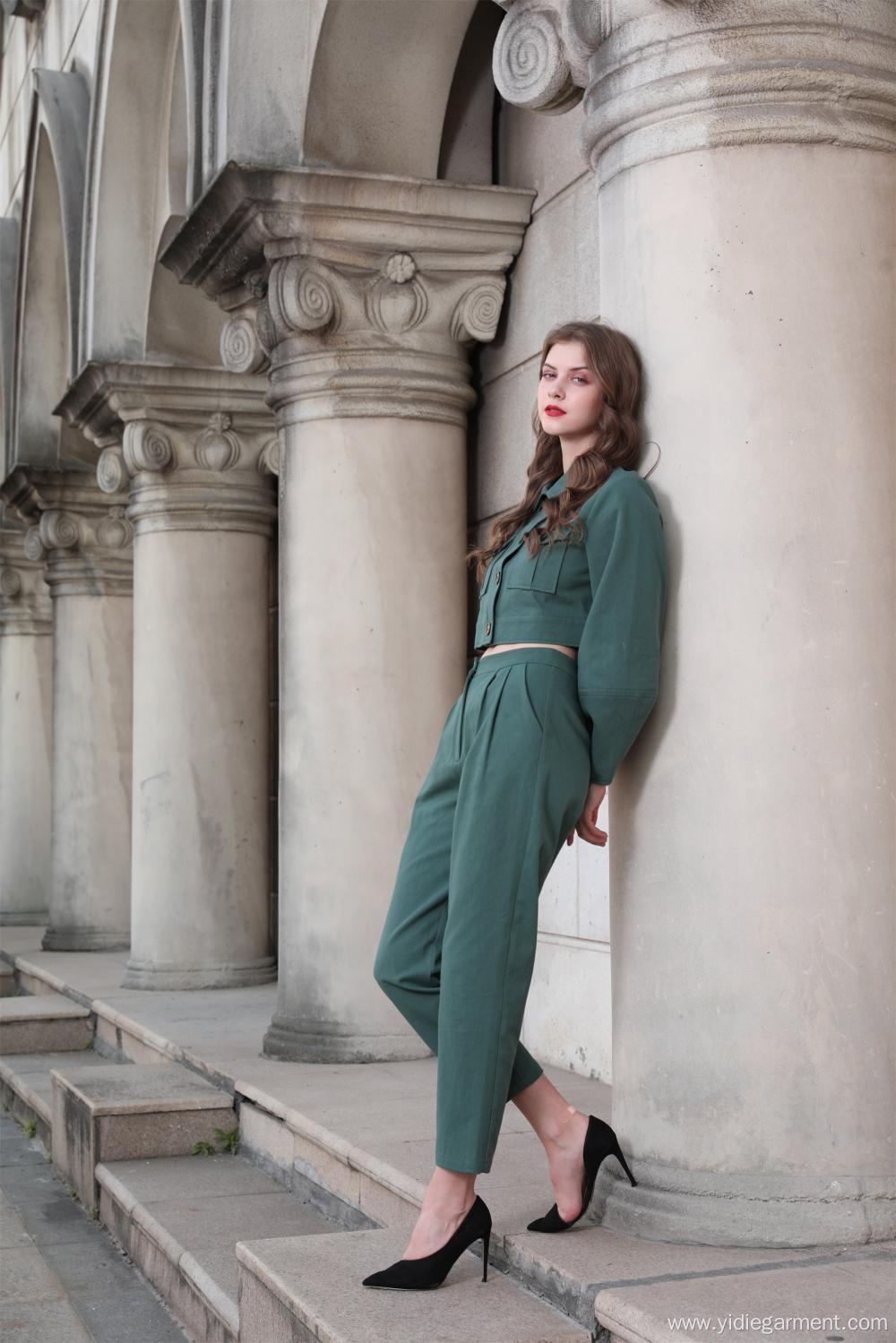 Women's Green Army Jacket and Trousers