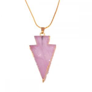 Collier avec pendentif flèche en quartz rose naturel