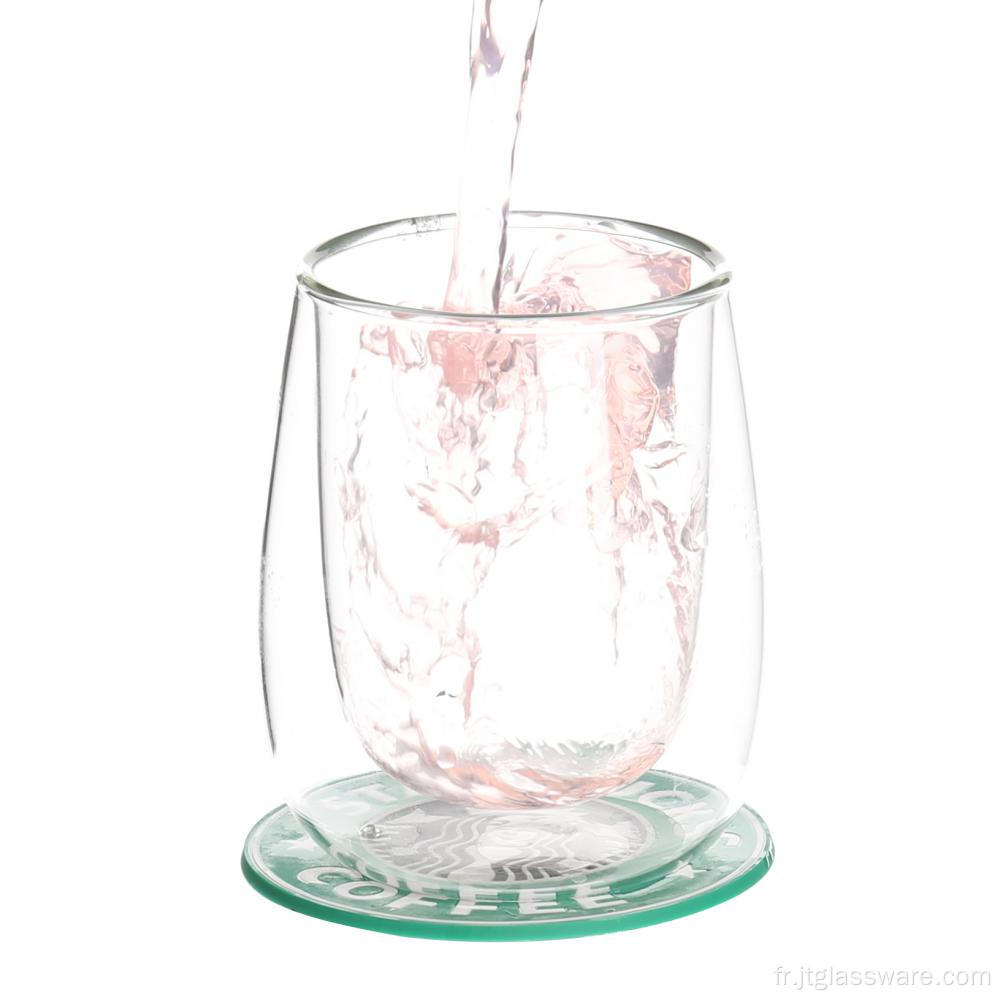 Tasse à lait en verre à double paroi de 400 ml