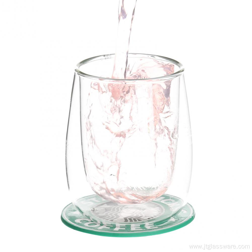 400ml double wall glass milk mug