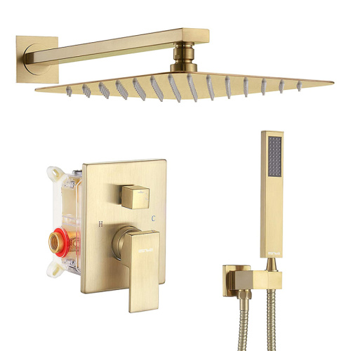 Brushed Brass Gold საშხაპე Faucet Fixtures სისტემა