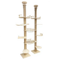 Window Mounted Eco-Friendly Wooden Cat Tree 4+ Levels Adjustable Height (160-280cm) Indoor Use Activity Center Sunbathing Bed
