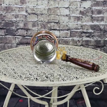 Turkish Copper Coffee Pot Handmade Traditional Design Engraved Wood Handle With Inlays Ottoman Arabic Coffee Espresso Pots