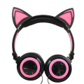 Headphone Telinga Kucing Berkabel Led Glowing untuk Anak-anak