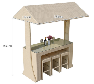 Garden Beige Rattan Outdoor Cafe Set: Stool and Table