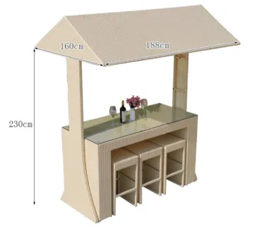 Garden Beige Rattan Outdoor Cafe Set: Stool and Table