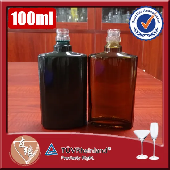 100ml amber / black beautiful empty square glass bottle for alcohol