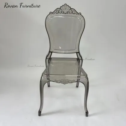 Wholesale Smoked Grey Resin Acrylic Princess Bella Wedding Chairs