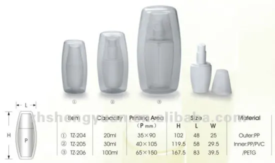 transparent cosmetics lotion bottle