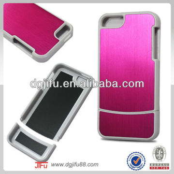 red aluminum brushed metal case for iPhone 5,for iPhone case with aluminum glued