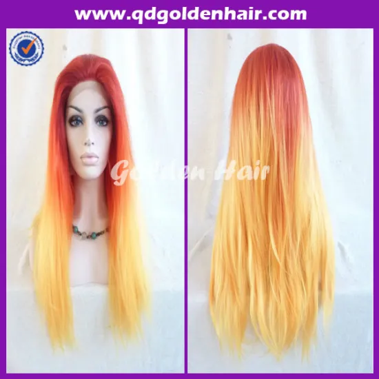 Golden Hair Beautiful Color Heat Resistant Fiber Lace Front Red Wig