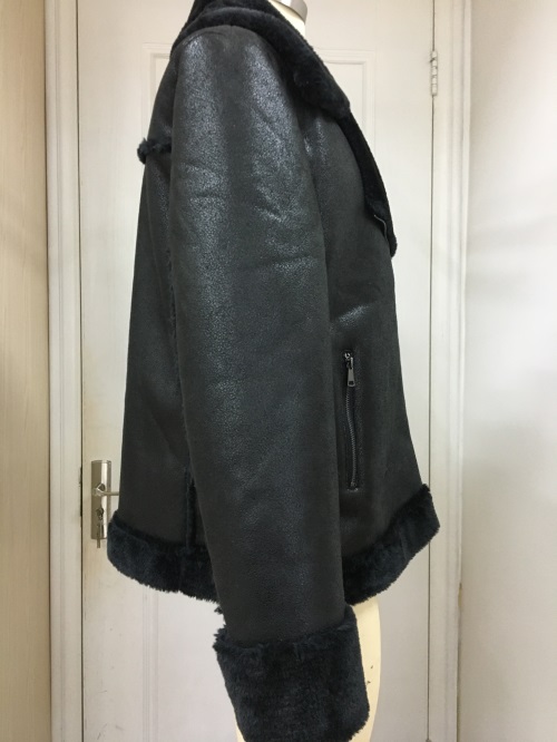 Black Faux Leather Shearling Moto Jacket