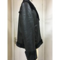 Schwarze Kunstleder Shearling Moto Jacke