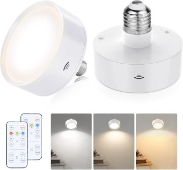 Wireless Dimmable Puck Lights with Remote - E26/E27 LED Bulb
