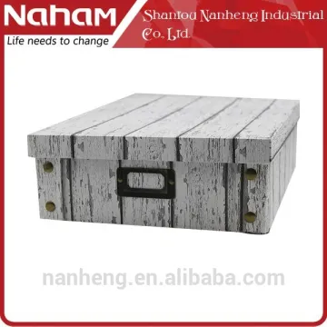 NAHAM Collapsible White Ancient Wood Pattern Paper Storage Box