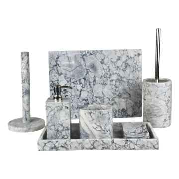 7pcs weißen Marmor-Badezimmer Zubehör-Set