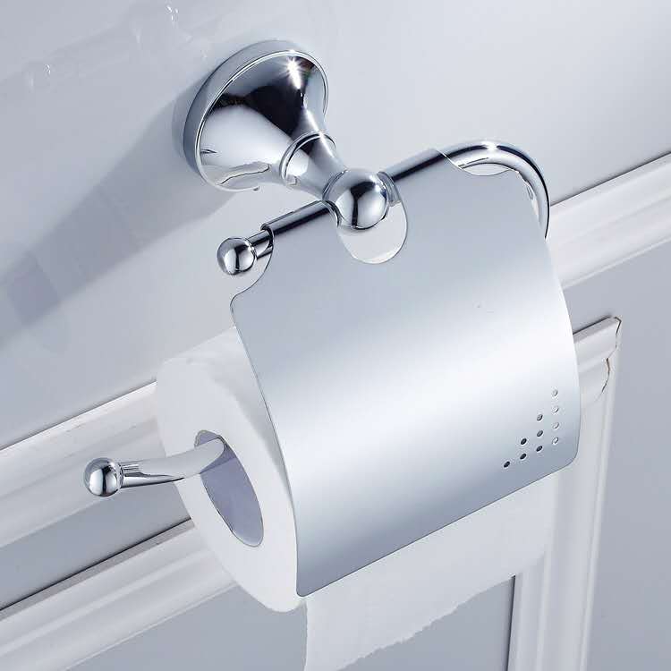 Bathroom wall-mounted simple chrome-plated copper roll tissue holder