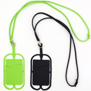 Custom Logo Silicone Phone Credit Card Holders with Neck Lanyard