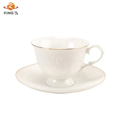 White Porcelain Tea Cup with Embossment