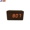 Square Walnut Table Alarm Led Clock