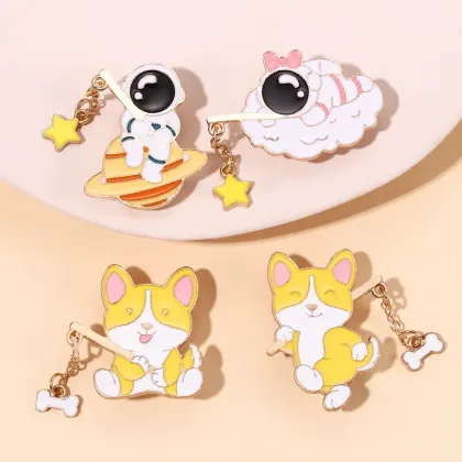 Custom Corgi Dog Astronaut Enamel Pin