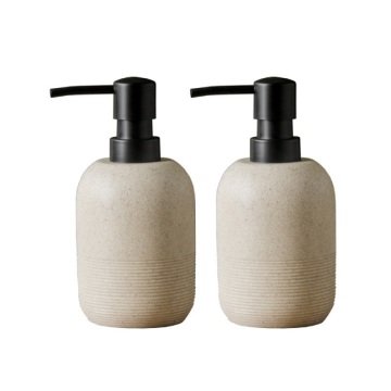 Beige Resin Liquid Soap Dispenser: 10.6 Oz for Bathroom and Kitchen Countertops