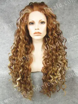 short bob lace front wig synthetic long Curly blonde mixed heat resistant wig