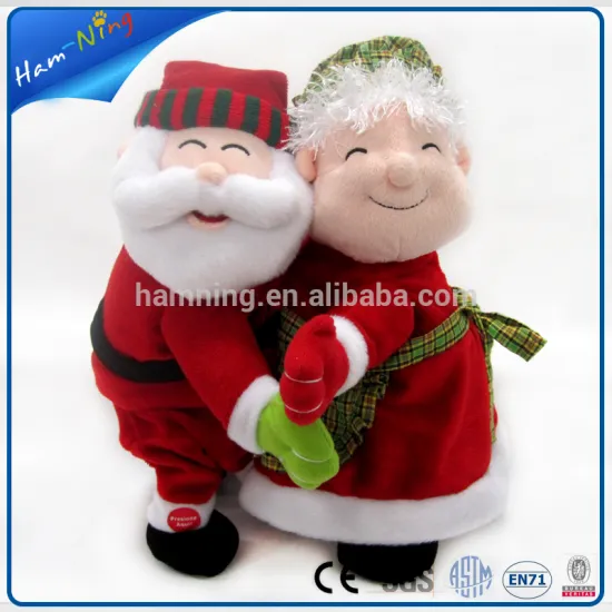 31cm lovely happy christmas singing doll dancing musical santa claus and Mrs. santa
