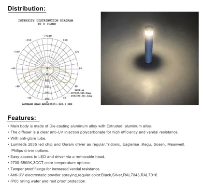 Lawn Lighting: LED Bollard Lights Dia120xH600 800mm