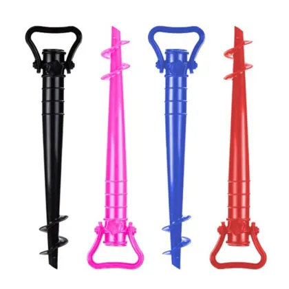 Red color umbrella sand anchor, plastic sand beach anchor