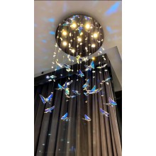 Crystal Butterfly Pendant Light for Home Decor Living Room staircase decoration creative chandelier