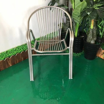Aluminium Outdoor Garden Chair - Metal Slat Bistro Furniture