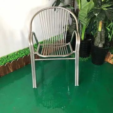 Aluminium Outdoor Garden Chair - Metal Slat Bistro Furniture