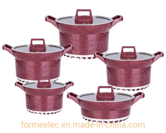 Maifan Stone Stewpot Aluminum Alloy Die-Cast Cookware Set 10PCS Casserole Set