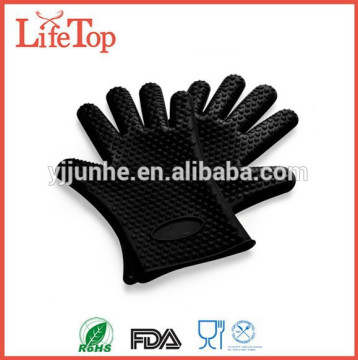 Super Thick Heat Resistant Silicone BBQ Gloves Black Kitchen Gloves