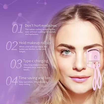Electric Heated Eyelash Curler Rizador de Pestañas Eléctrico de 360