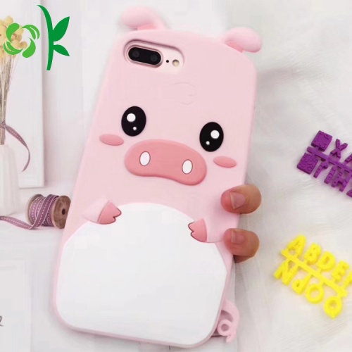 Capa de telefone de silicone macio INS Hot Pink Pig