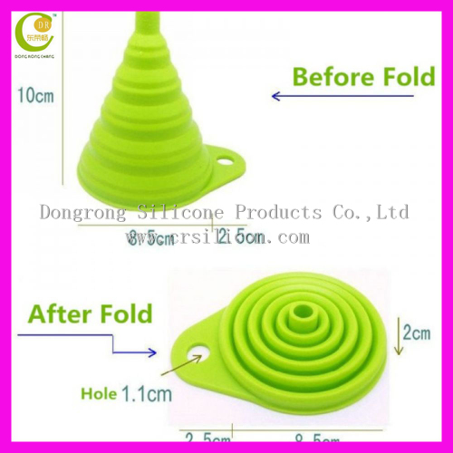 The new convenient can folding kitchen ware eco-friendly silicone foldable funnel