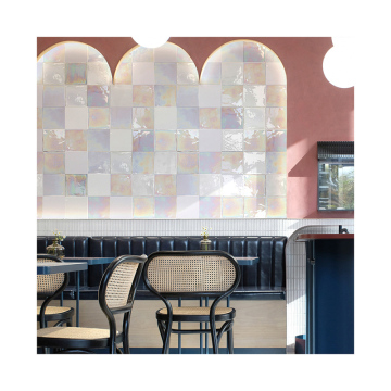 150x150mm Sugar White Light Gray Rainbow Glass Mosaic Tile