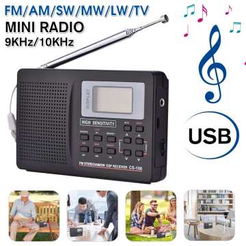 NEW Mini FM Radio Portable Radio Receiver Support AM/FM/SW/MW/LW Full Frequency Radio Receiver Support Alarm Clock for Elderly