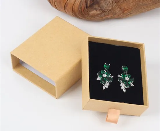 Full Color Drawer Earring Box With Ribbon Handle