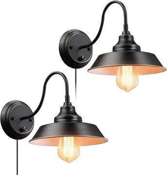 Vintage Black Gooseneck Barn Wall Lamp for Bedroom Bedside