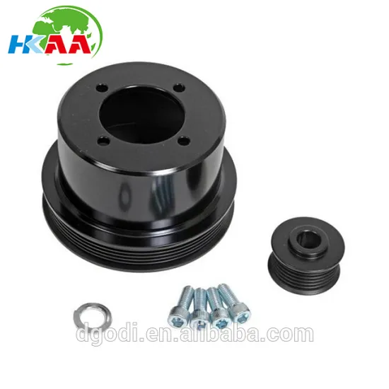 CNC machined 6061-T6 billet aluminum serpentine crank pulley set used to drive engine accessories