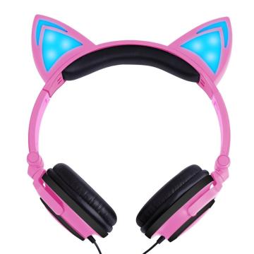 LX-L107 Auriculares de oreja de gato que brillan intensamente con cable de colores al por mayor