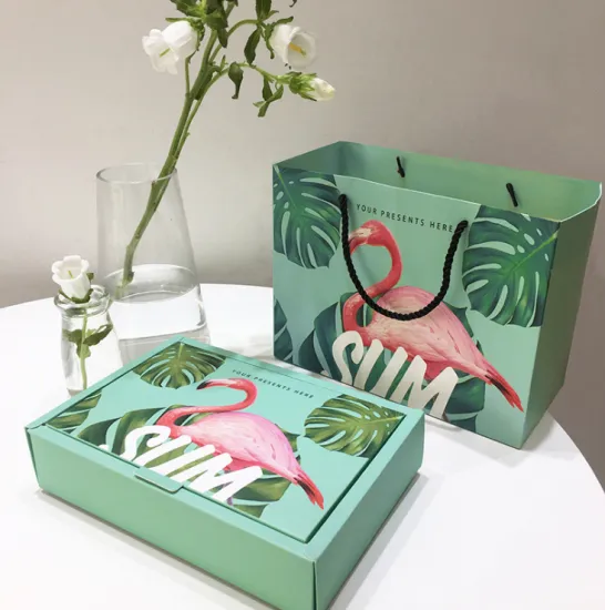 Green flamingo pattern bakery boxes wholesale